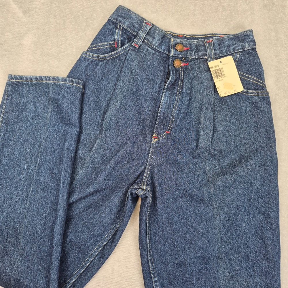 Vintage OshKosh Bgosh High Waisted Pleated Tapered Jeans 6 (25) USA Made Dark - Picture 1 of 15